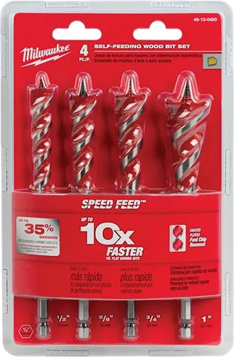 Milwaukee - 48-13-0400 SPEED FEED Auger Wood Drilling Bit Set (4-Piece)