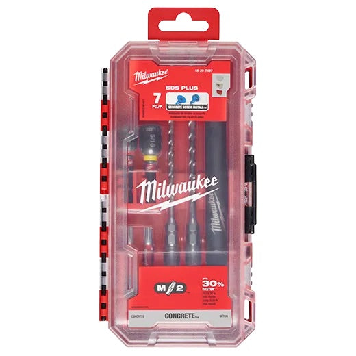 Milwaukee - 48-20-7497 Carbide Tip SDS-PLUS Concrete Screw Drill and Bit Kit (7-Piece) 1/4 in. x 5/32 in.