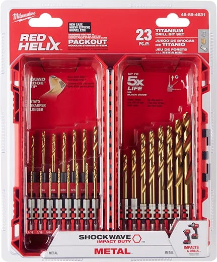 Milwaukee 48-89-4631 SHOCKWAVE Impact Duty™ RED HELIX™ Titanium Drill Bit Set - 23PC