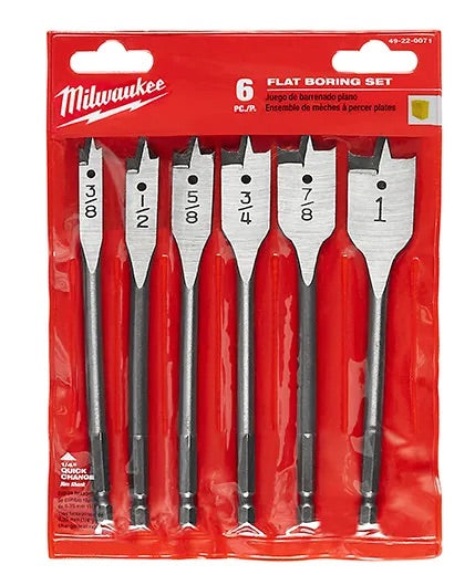 Milwaukee 49-22-0071 Flat Boring Bit 6" Universal Set - 6PC