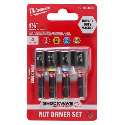 Milwaukee 49-66-4562 SHOCKWAVE Impact Duty™ 1-7/8" Magnetic Nut Driver Set 4PC