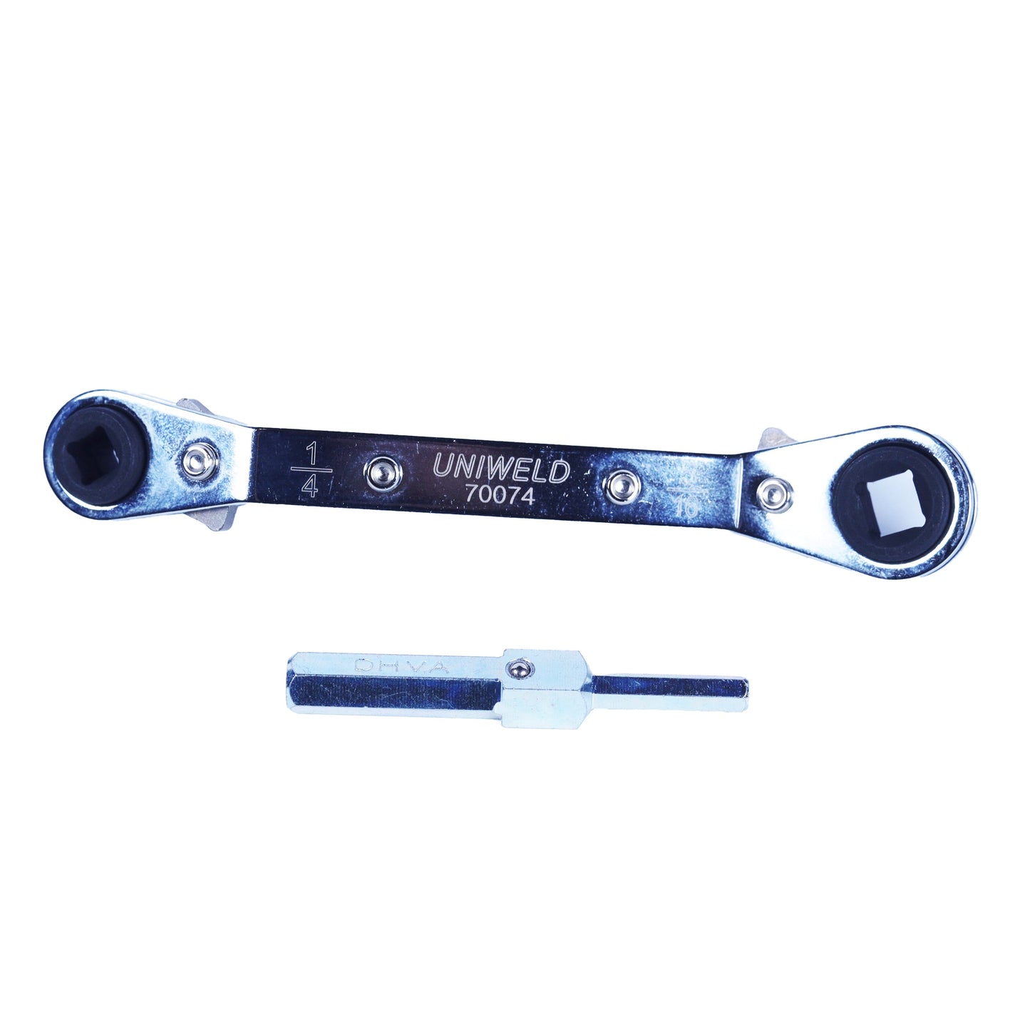 70074 - Uniweld 70074 Offset Ratchet (3/16,1/4,5/16,3/8) with DHVA Dual Hex Wrench Adapter