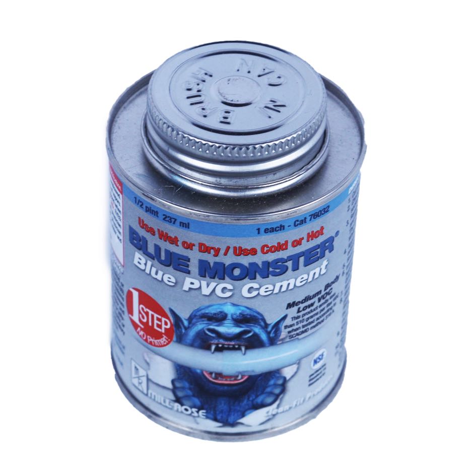 76032 -8 oz. Blue Monster 1/2 Pint 1-Step PVC Cement (Blue)