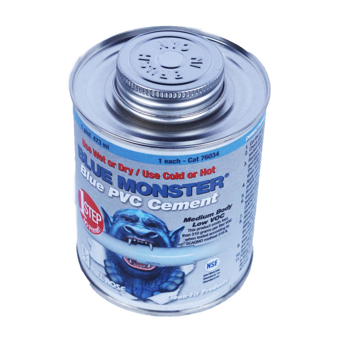 76034 - 16 oz. Blue Monster 1 Pint 1-Step PVC Cement (Blue)