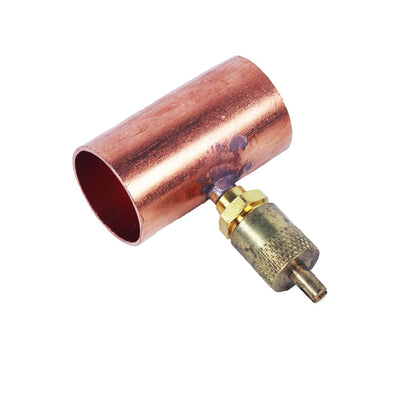 CD8478 - 1/4" Flare Copper Access Tee on 7/8" OD Tube, w/ 1/4" Flare Brass Wrench Cap and Valve Core