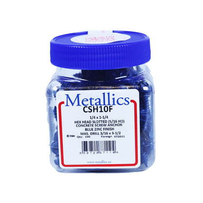 CSH10F - Indented Hex Washer Head Slotted Concrete Screw Blue Coating