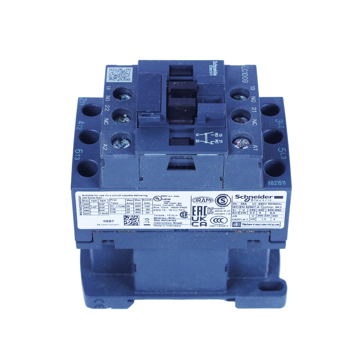 CTR02714 - Contactor, 3 Pole, 24VAC 50/60HZ Coil, 3PH, 9 Amp