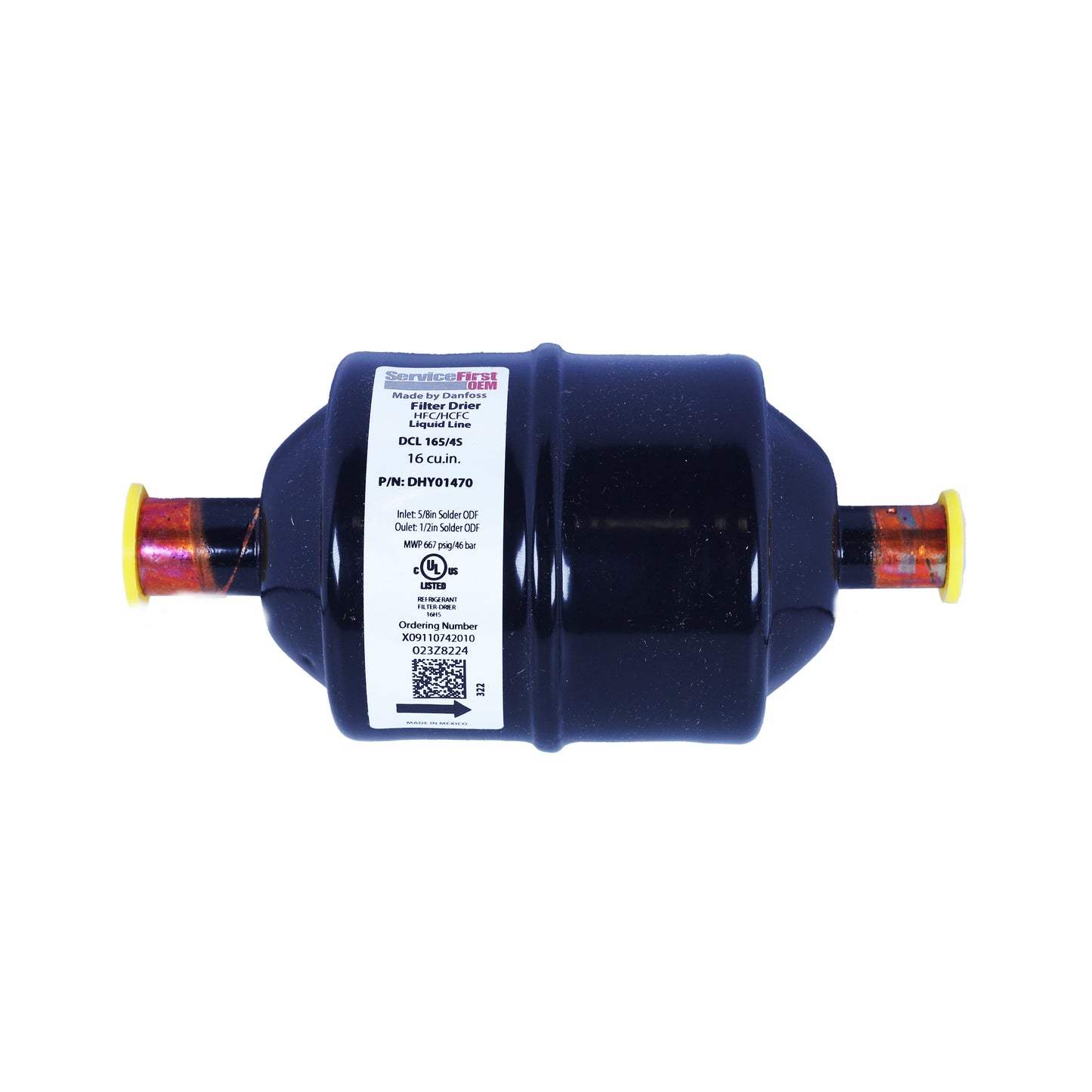 Trane DHY01470 Filter Drier, Liquid Line, 5/8" ODF Inlet x 1/2" ODF Outlet