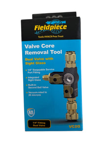 FIELDPIECE VC2G 1/4" Valve Core Removal Tool Dual Valve w/ Sight Glass