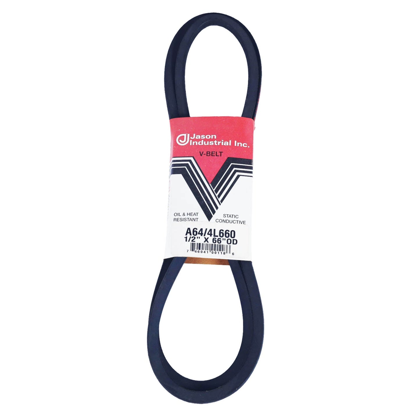 JASON A64 - Wrapped V-Belt - 66 Inch Outside Length - 1/2 Inch Top Width - 11/32 Inch Thick