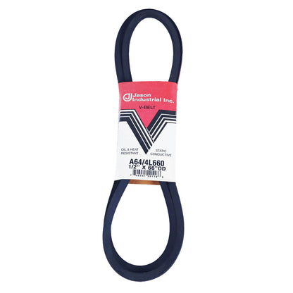 JASON A64 - Wrapped V-Belt - 66 Inch Outside Length - 1/2 Inch Top Width - 11/32 Inch Thick