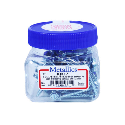 JQK17 8 X 1-1/2 QUIK-EZE DUCT SCREWS Per Box 100