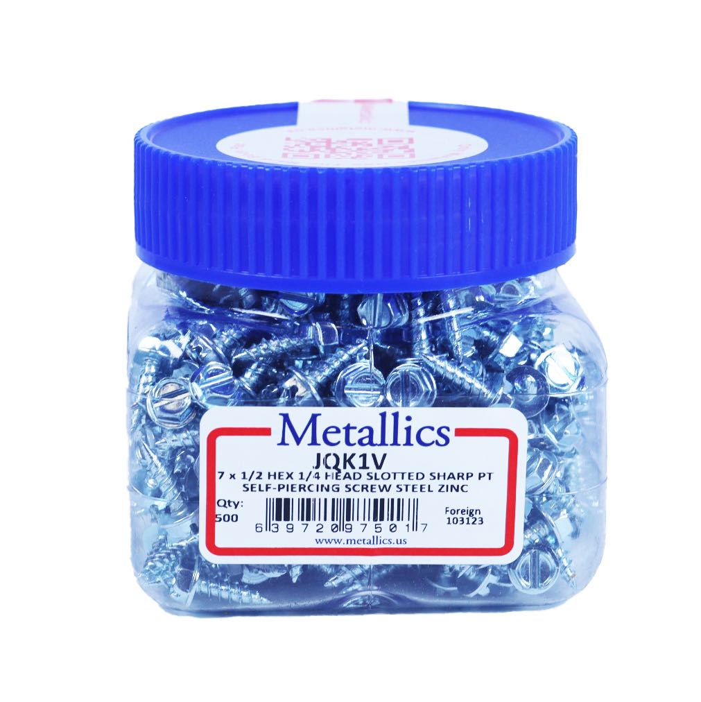 JQK1V - Metallics  7 X 1/2" Quik-Eze Sheet Metal Screw Steel Zinc