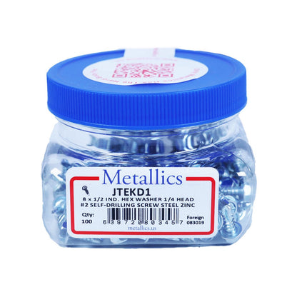 JTEKD1 - Screw, Metal-piercing; Steel; No. 8; 1/2 in. long