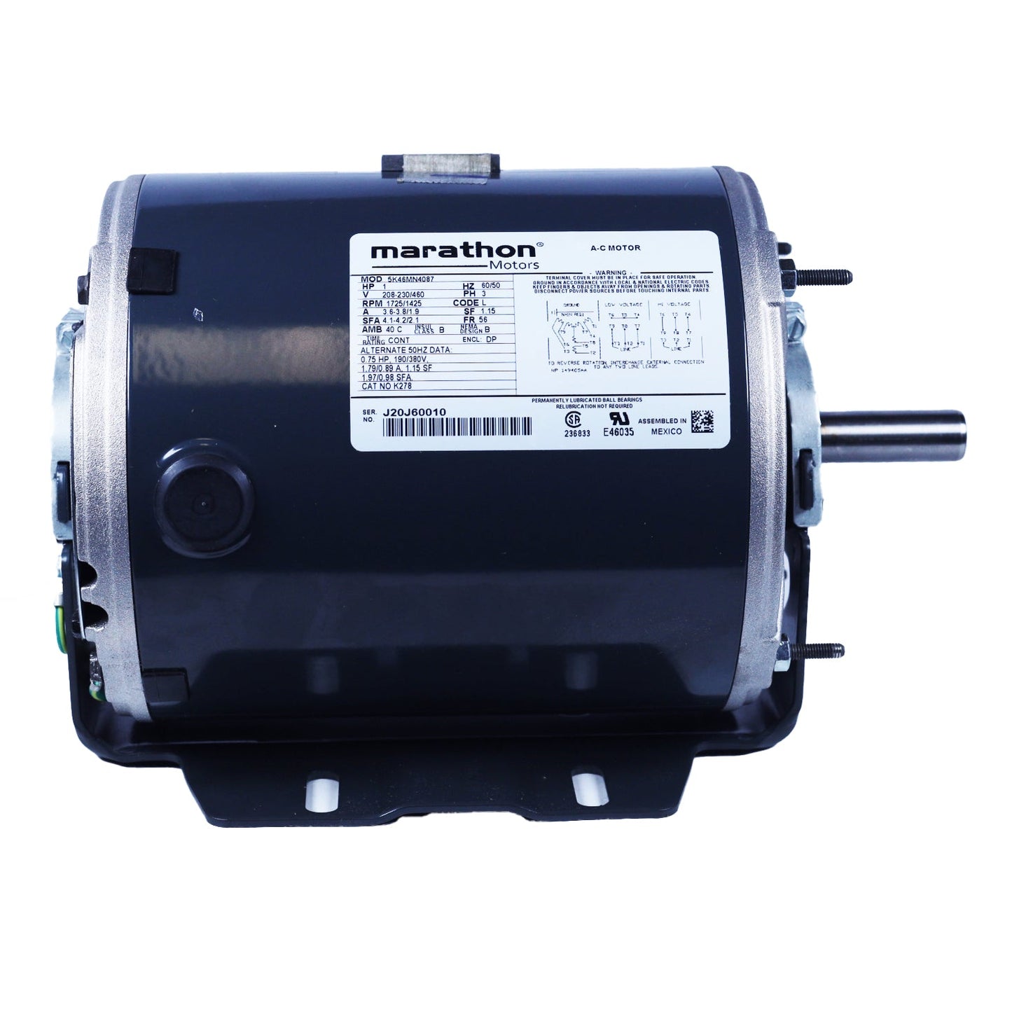 Marathon Motors - MK46MN4087 - Condenser Fan Motor, 1 HP, 56 Frame