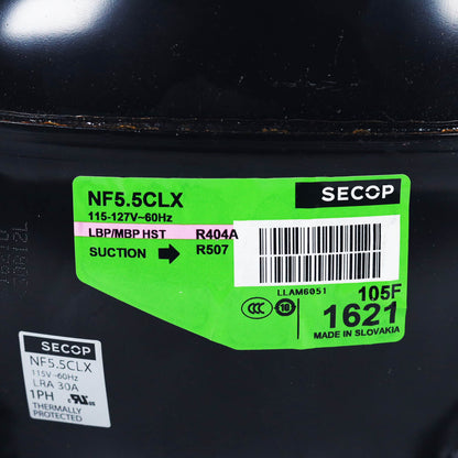 NF5.5CLX-1 - 1376 BTU Reciprocating Compressor R-404A/R-507, 1/3 HP (115V)