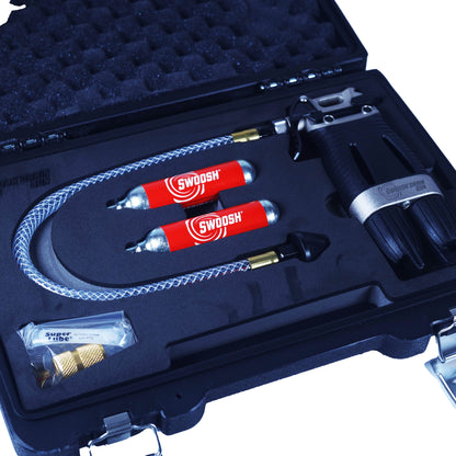 SG-2KIT - SWOOSH 40G Drain Gun Double Shot Kit w/ Drain Gun, 2-20g Cartridges, Vinyl Hose & Drain Line Adapter