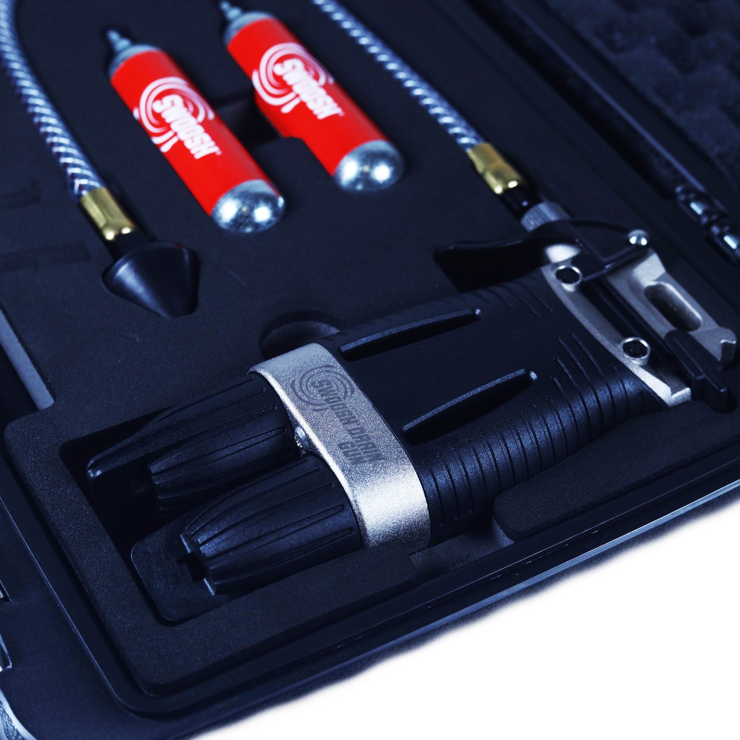 SG-2KIT - SWOOSH 40G Drain Gun Double Shot Kit w/ Drain Gun, 2-20g Cartridges, Vinyl Hose & Drain Line Adapter