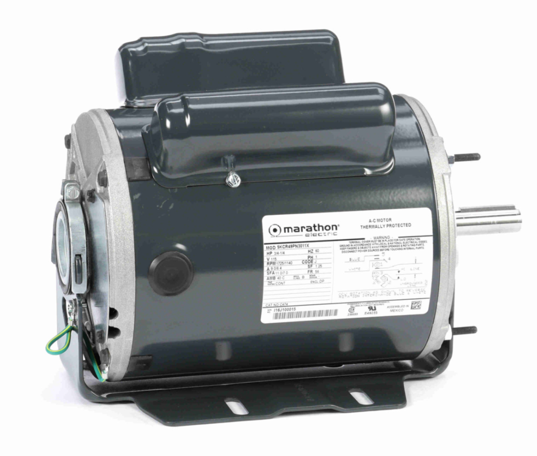3/4HP MARATHON 1725/1140RPM 56 115V DP 1PH MOTOR C474